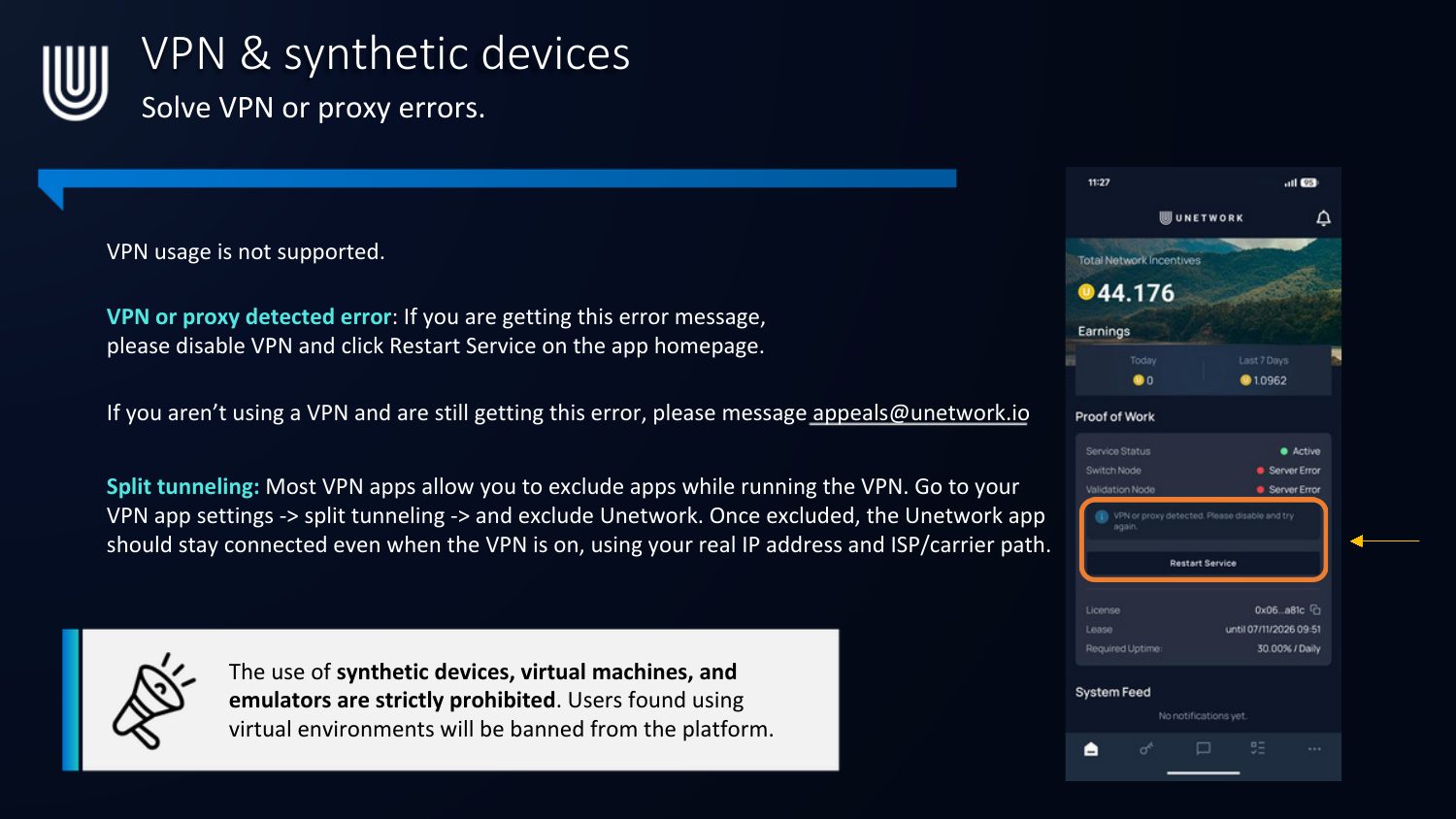 VPN and synthetic device policy